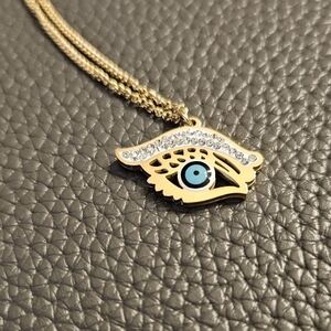 SALE!! Gold Evil Eye Pendant Necklace